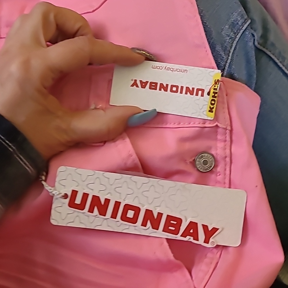 Pink Unionbay overall denim shorts LG